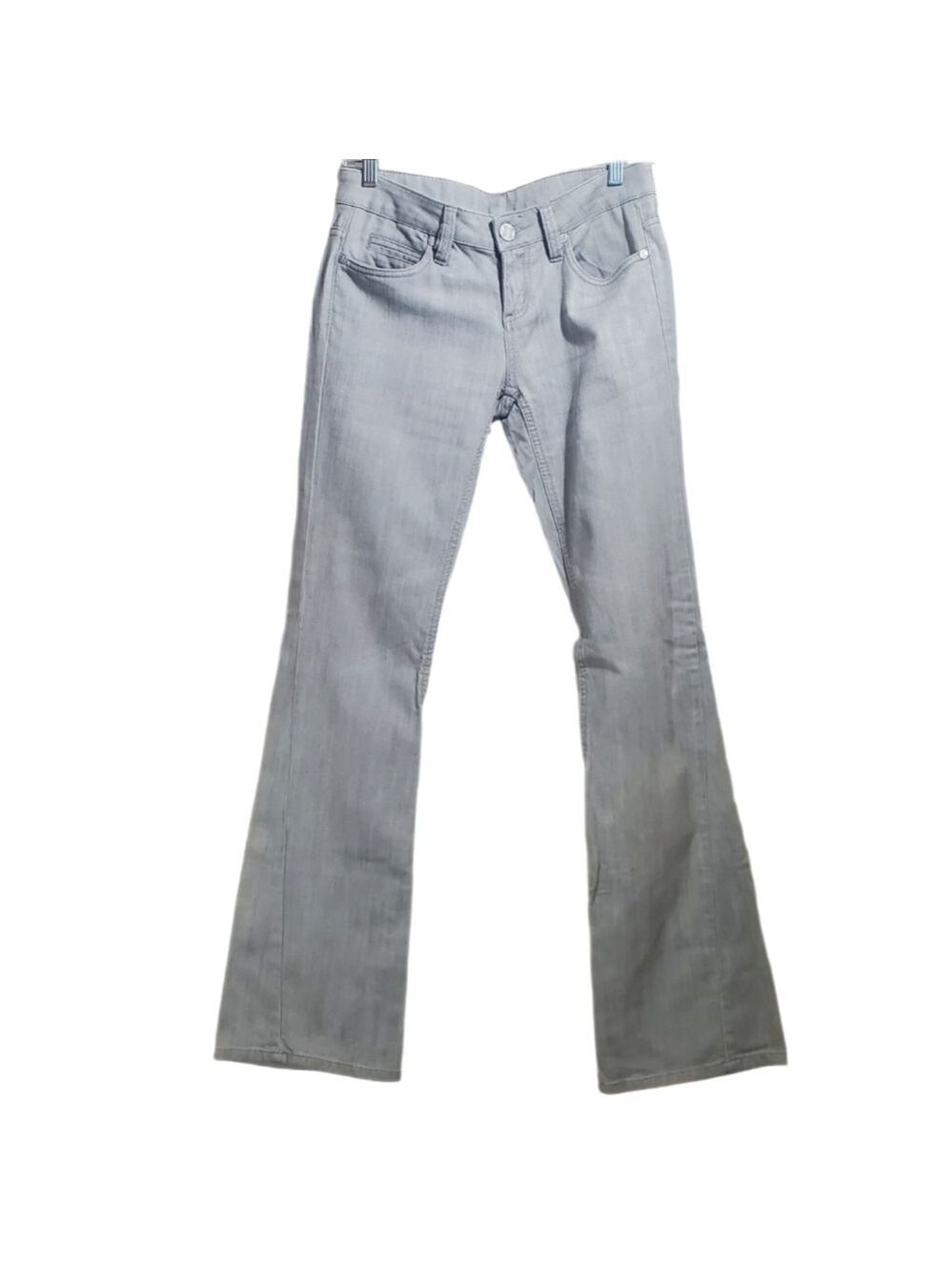 BCBGMaxAzria VINTAGE "Sophie" Twisted Flare Leg Y2K Gray Smoke Jeans Size 26